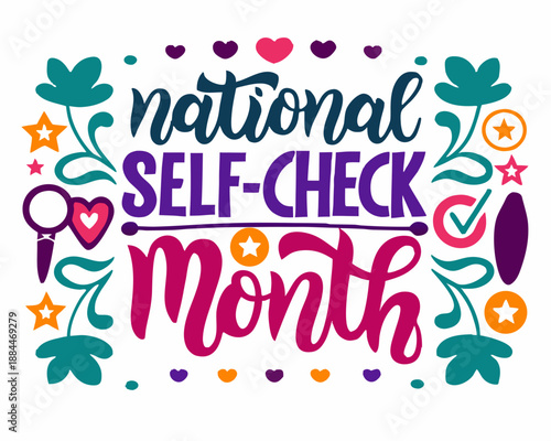 National Self-Check Month Vector Illustration, Health Awareness and Preventive Care Design