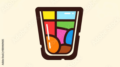 Colorful cocktail glass icon design with various shapes and vibrant hues