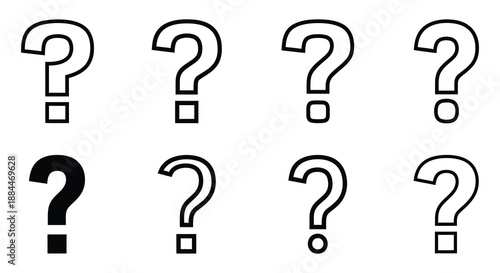 A grid of black question marks on a white background posing uncertainty