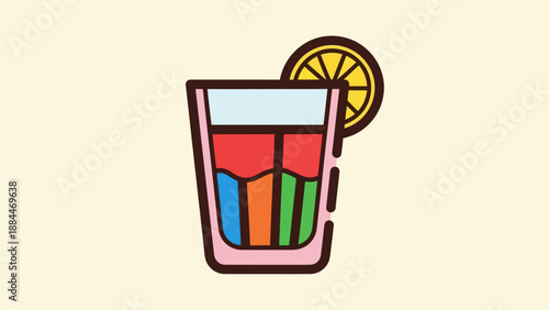 Colorful cocktail illustration with a lemon slice for refreshing beverage concepts