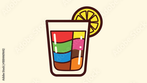 Colorful cocktail illustration with a lemon wedge for beverage promotion