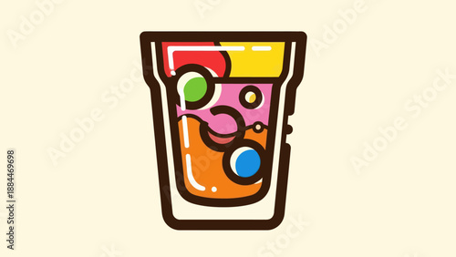 Colorful cocktail illustration with various vibrant colors and bubbly texture