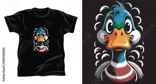 Duck graphic vector T shirt design print.