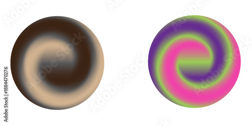 Set color circle gradient noise gradation. Abstract colorful watercolor blur mesh on isolated transparent background