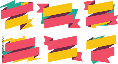 Collection of colorful blank banner ribbons provides space for promotional text.