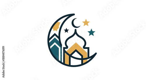 Islamic Mosque Crescent Moon Star Symbol.