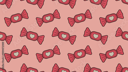 Pattern of red heart candies Vector