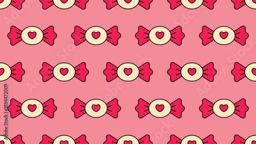 Pattern of heart-shaped candies Vector