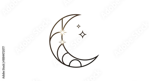 Crescent Moon with Star Design.
