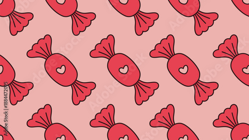 Pattern of red heart candies Vector