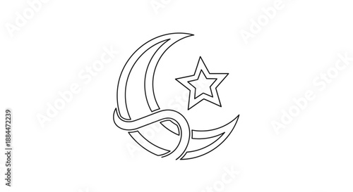 Crescent Moon and Star Symbol.