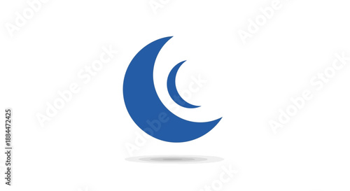 Blue crescent moon logo symbol.