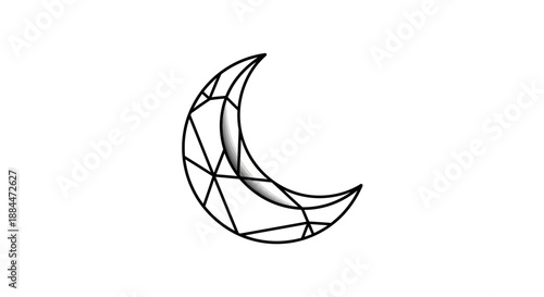 Crescent Moon Geometric Line Art.