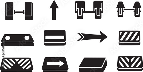 Set of road and highway direction signs and symbols