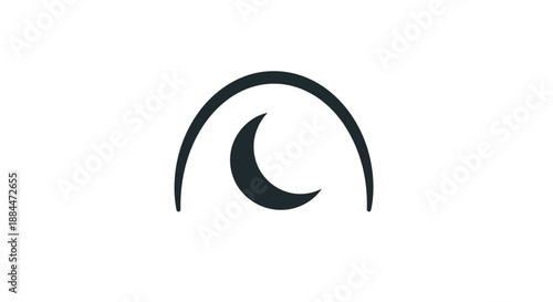 Crescent Moon Symbol Simple Design Element.