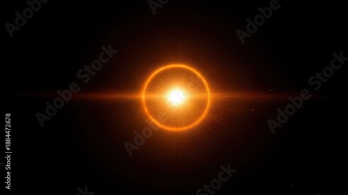 Wallpaper Mural Fiery orange flare with halo on a black canvas, cinematic lighting for visuals Torontodigital.ca