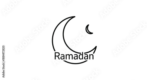 Ramadan Crescent Moon Islamic Symbol Illustration.