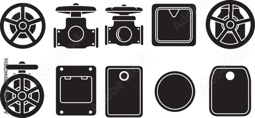 Black and white icons of cameras and film equipment