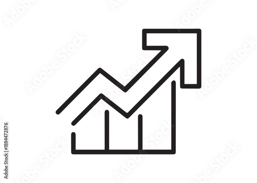 Growth arrow Line Art Icon, Outline Stock Vector Illustration