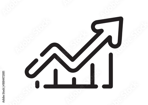 Growth arrow Line Art Icon, Outline Stock Vector Illustration