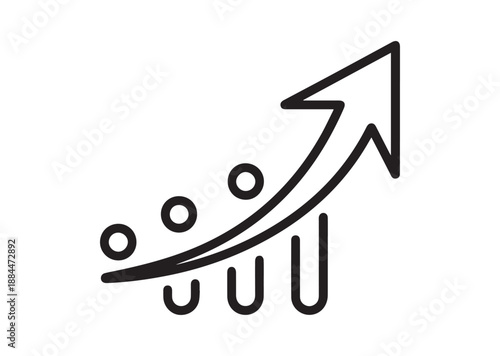 Growth arrow Line Art Icon, Outline Stock Vector Illustration