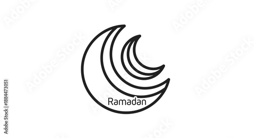 Ramadan Crescent Moon Symbol Illustration Design.