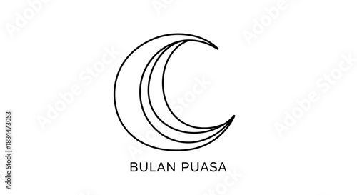 Crescent Moon Symbol Bulan Puasa Logo.