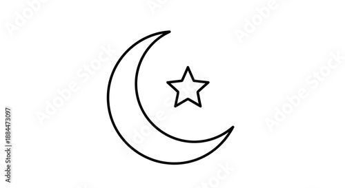 Photography Crescent Moon with Star Symbol Illustration.