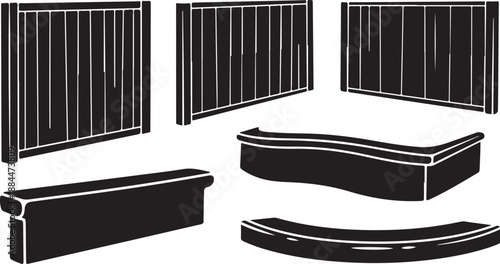 Black and white illustration of various bench designs