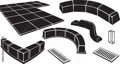 Modular track pieces for toy racing sets and tracks