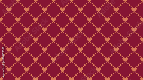 Repeating hearts pattern on burgundy background Vector