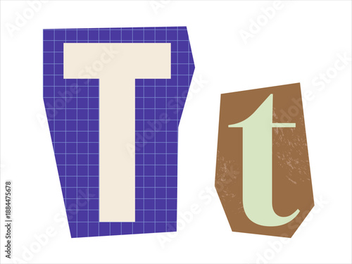 Textured Different letters T cut out of paper. Graphic element for a scrupbooking