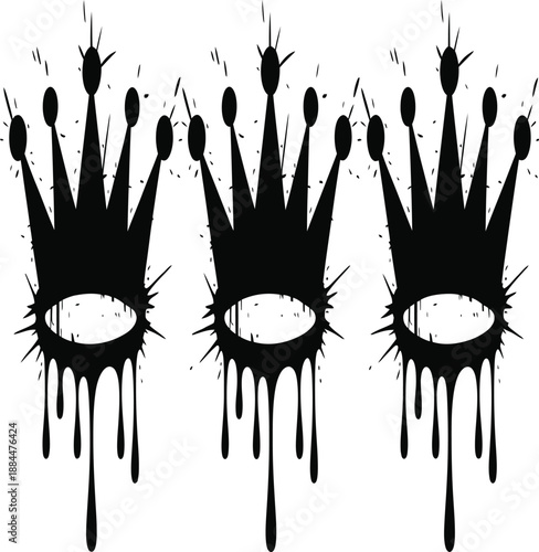 Three dripping black crowns symbolize royalty, rebellion, and street style graphics.