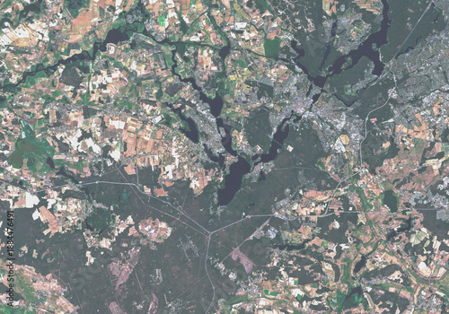 Vászonkép Berlin urban structure and green spaces, open data satellite image