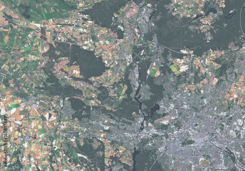 Foto Berlin urban structure and green spaces, open data satellite image