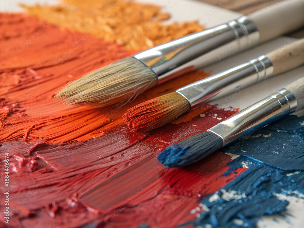Obraz premium Colorful Thick Impasto Oil Paint Brush Strokes Texture Background