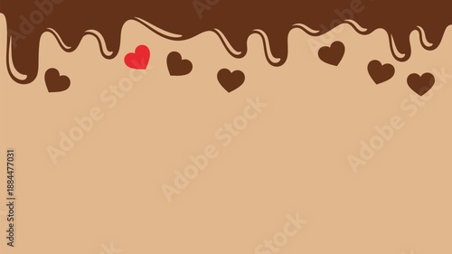 Chocolate drizzle with hearts Vector
