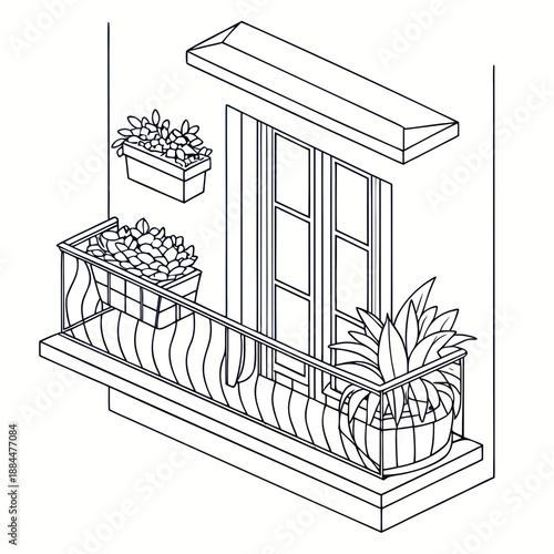 Balcony with potted plants