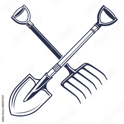 Crossed gardening tools