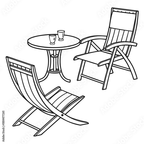Outdoor folding chair set with table