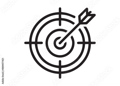 Goal target Line Art Icon, Outline Stock Vector Illustration