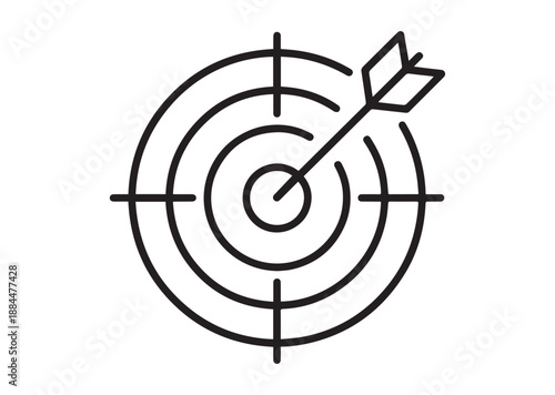 Goal target Line Art Icon, Outline Stock Vector Illustration