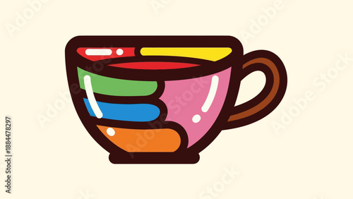 Colorful coffee cup illustration isolated design for various applications