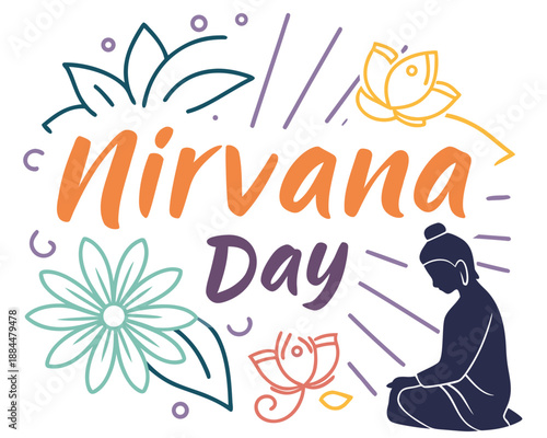Nirvana Day Vector Illustration, Meditation, Harmony, and Zen Lifestyle Graphic