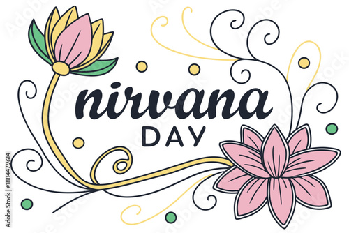 Nirvana Day Vector, Spiritual Celebration and Mindfulness Concept Illustration