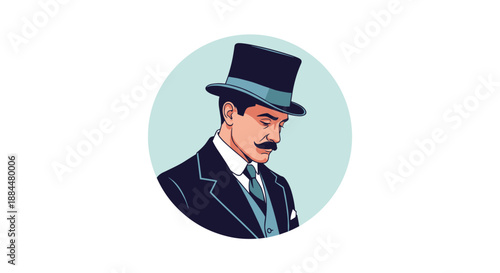 Vintage-style portrait of a distinguished gentleman with a mustache, wearing a tuxedo and a top hat for a classic avatar.