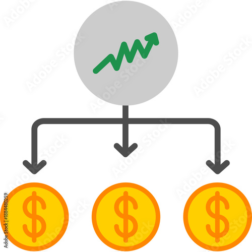 Stock split with divided shares and arrows