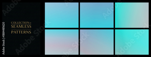 Set of light cyan and turquoise seamless gradients with gentle color shifts, creating a fresh, airy feel ideal for tech branding, app interfaces, and modern layouts.