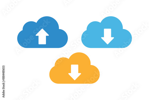 Cloud Storage Icons for Data Transfer and Sharing