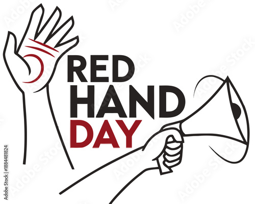 Red Hand Day Vector, Awareness Campaign for Child Soldiers and Global Peace Concept